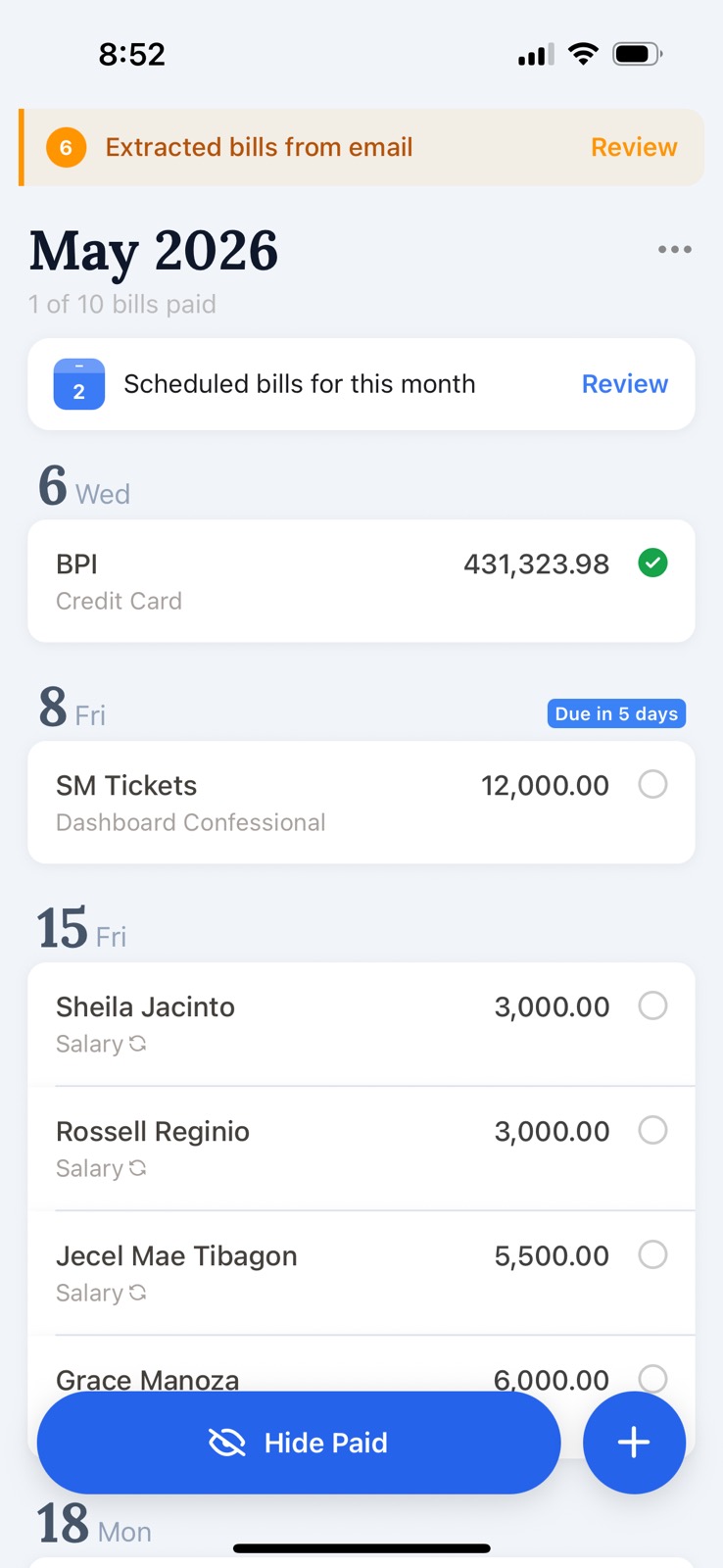 Billmux app screenshot